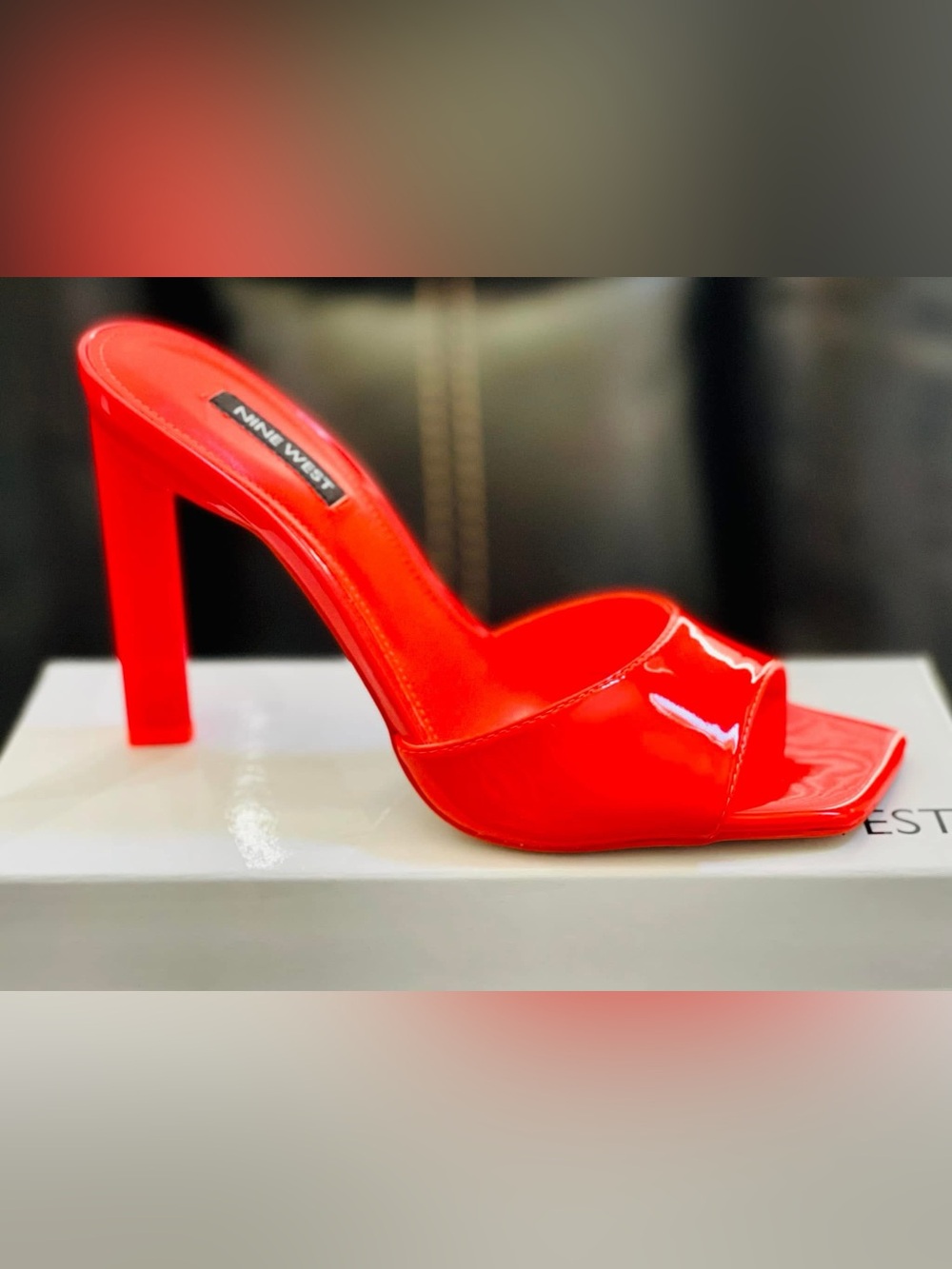 Nine West Bright Red Patent High Heel Slide